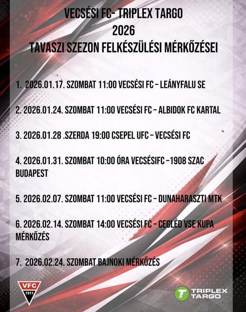 2025/2026-os tavaszi szezon felkészülési mérkőzései!